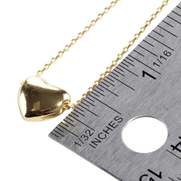 PUFFY HEART CHARM METAL NECKLACE