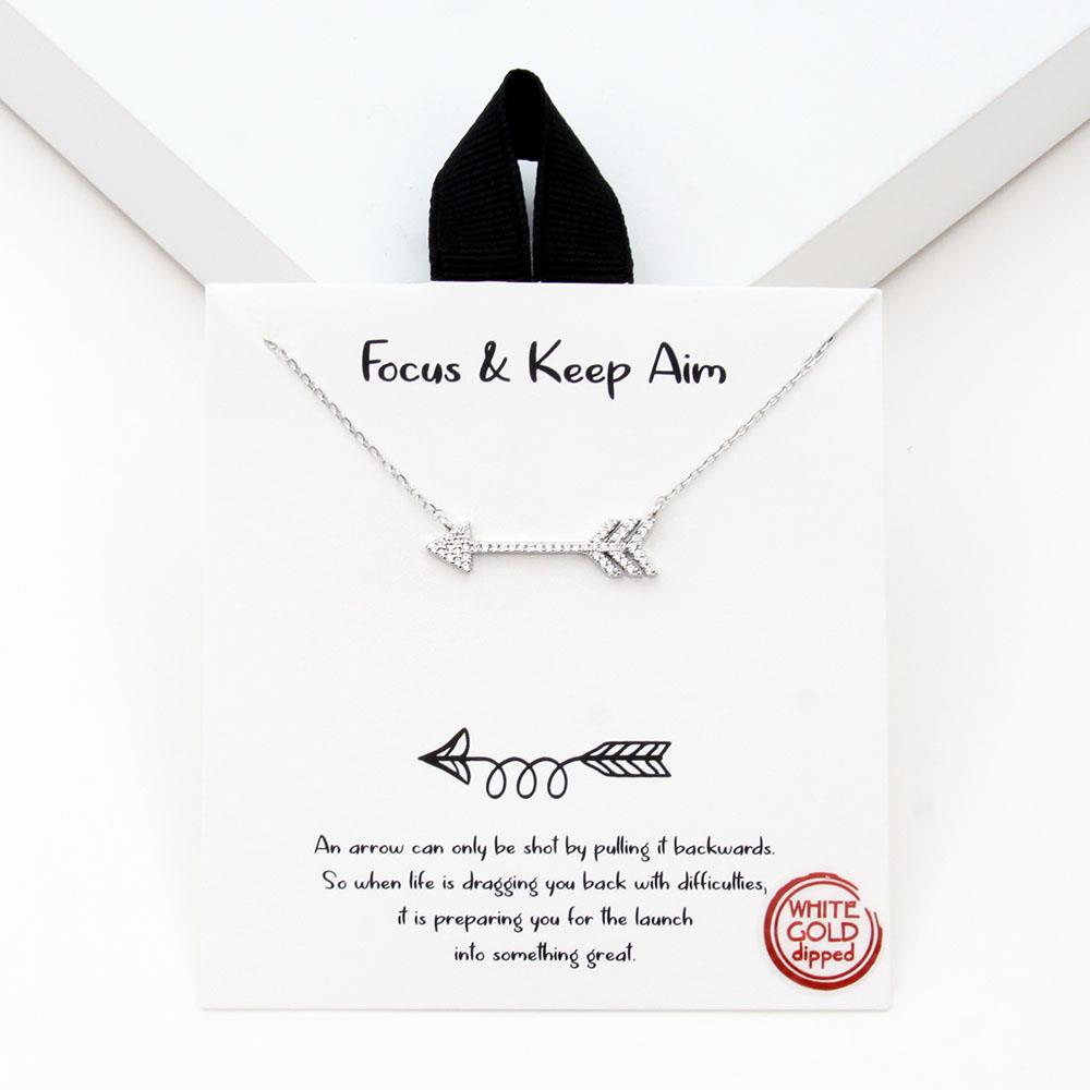 18K GOLD RHODIUM DIPPED FOCUS & KEEP AIM NECKLACE