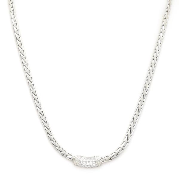 RHINESTONE CURVE BAR WHEAT LINK METAL NECKLACE