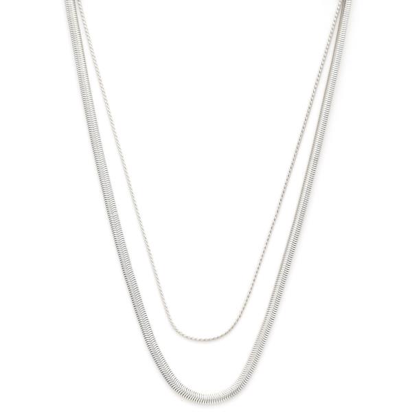 FLAT SNAKE CHAIN METAL LAYERED NECKLACE