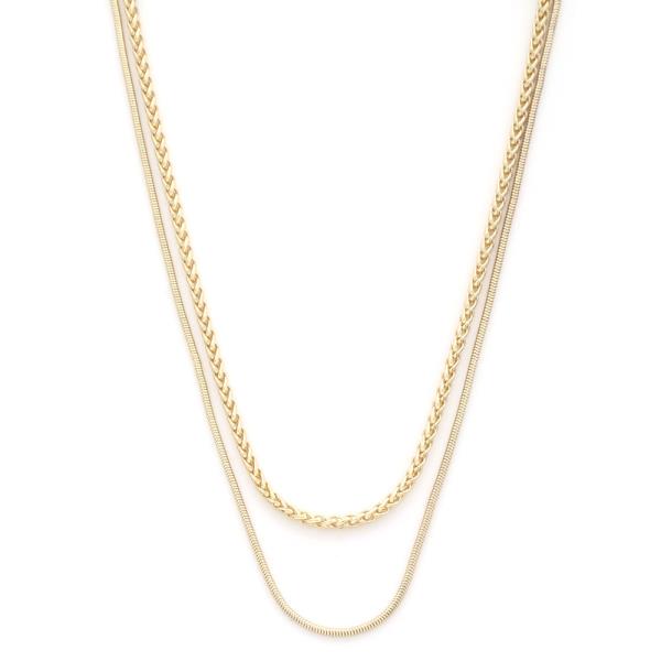 WHEAT LINK METAL LAYERED NECKLACE