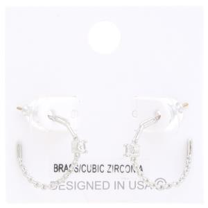 OVAL LINK CRYSTAL OPEN HOOP EARRING