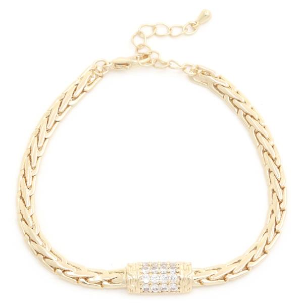 CRYSTAL WHEAT LINK METAL BRACELET