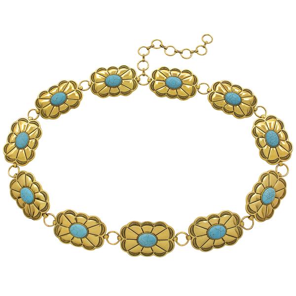 WESTERN STYLE TQ STONE METAL CHAIN BELT LXL SIZE