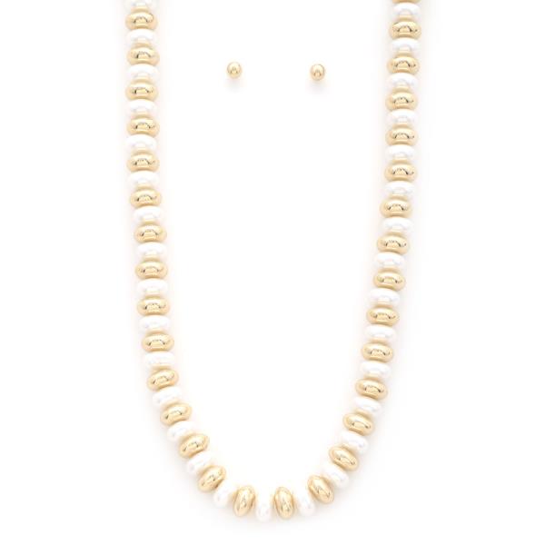 PEARL METAL BEAD NECKLACE