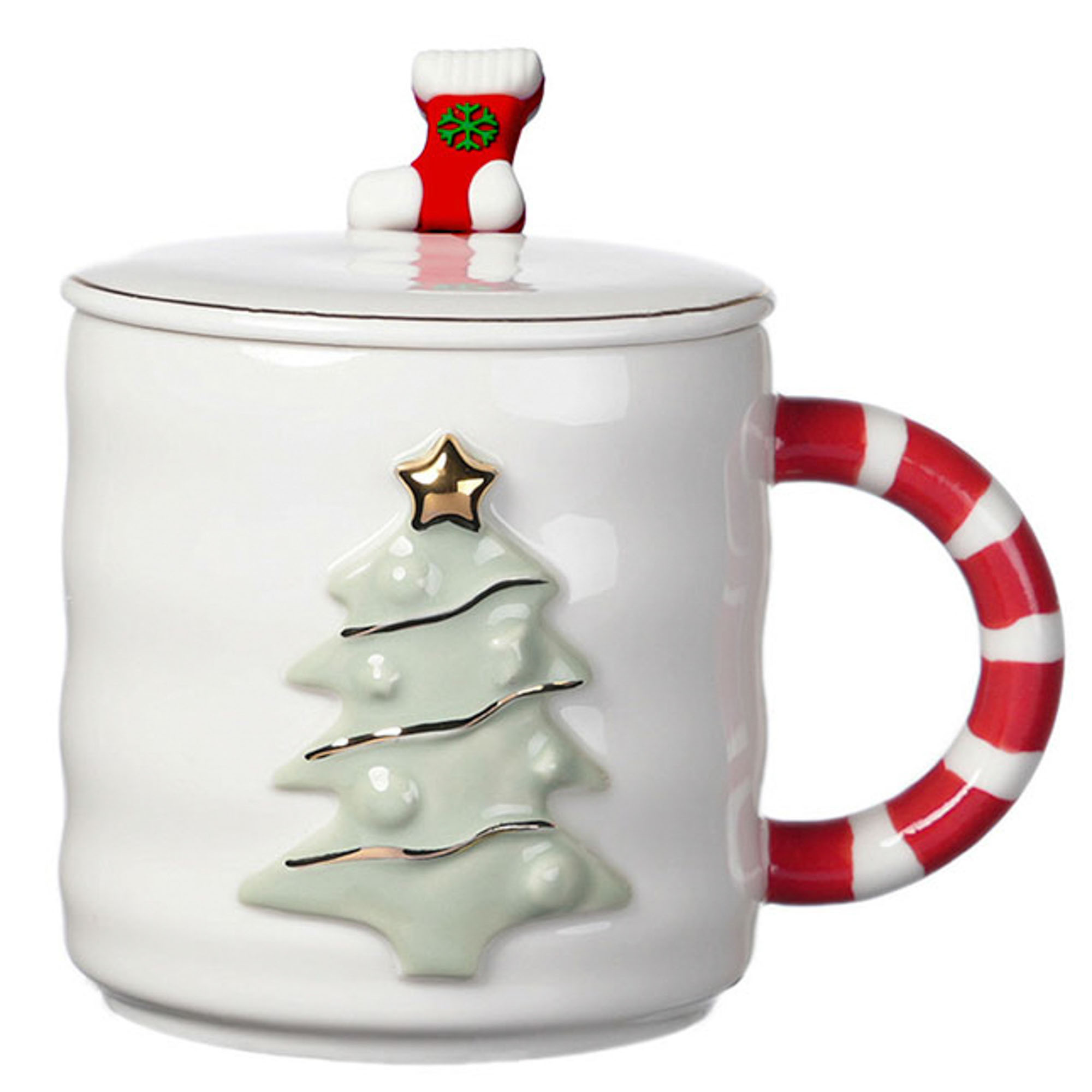 CHRISTMAS GIFT CUP CREATIVE TREND MUG WITH LID SPOON LARGE CAPACITY CERAMIC COFFEE CUP FOR CHILDREN COUPLE CHRISTMAS GIFTS