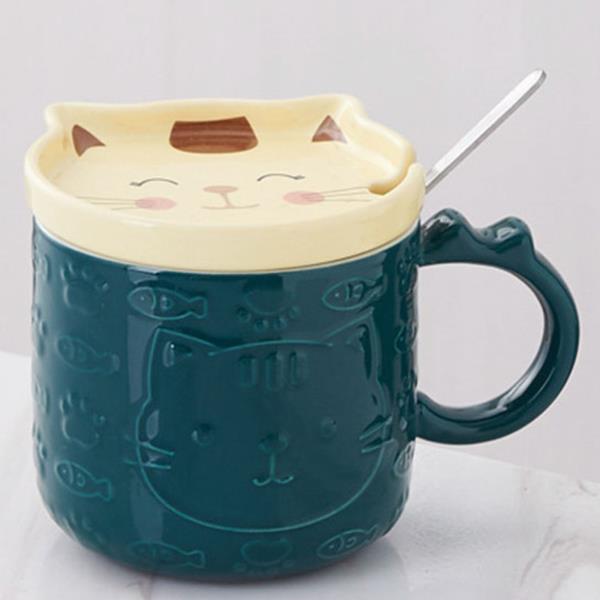 CUTE CERAMIC CAT MUGS WITH COVER