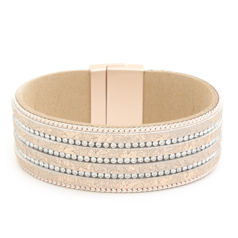 RHINESTONE METAL LAYERED MAGNETIC BRACELET