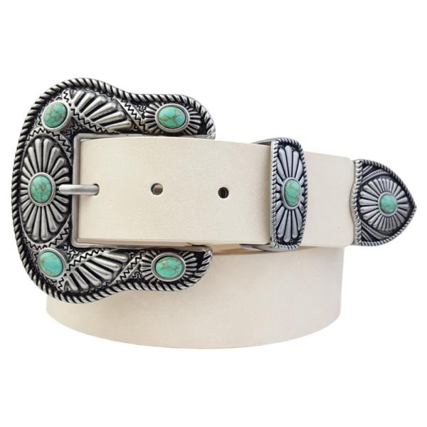 WESTERN-INSPIRED BUCKLE LOOP TIP BELT WITH STONES