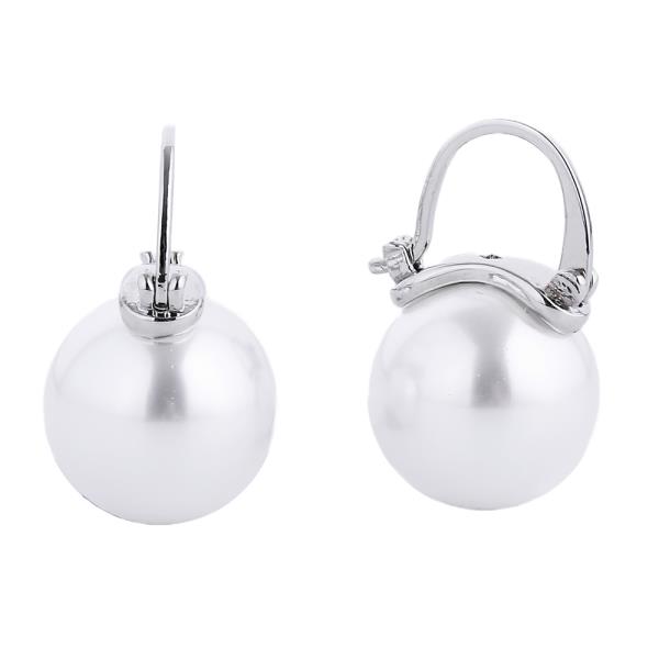 14K GOLD/WHITE GOLD DIPPED PEARL PIN CATCH EARRING