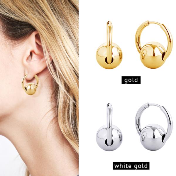 14K GOLD/WHITE GOLD DIPPED HUGGIE EARRING