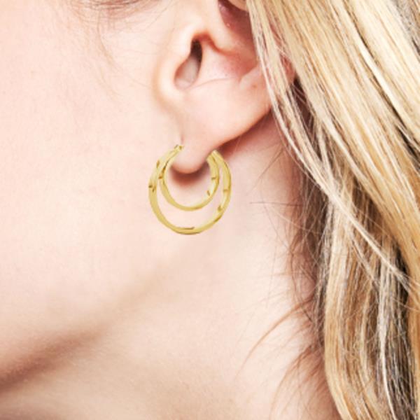 14K GOLD/WHITE GOLD DIPPED PIN CATCH HOOP EARRING