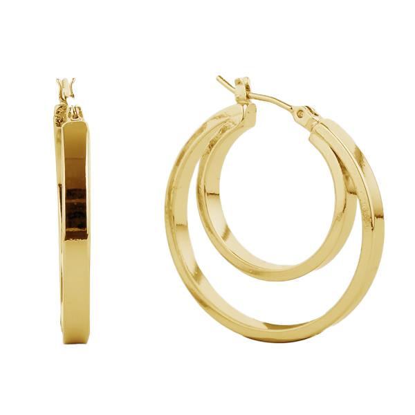 14K GOLD/WHITE GOLD DIPPED PIN CATCH HOOP EARRING