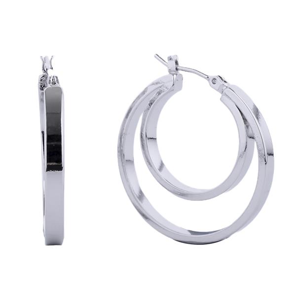 14K GOLD/WHITE GOLD DIPPED PIN CATCH HOOP EARRING