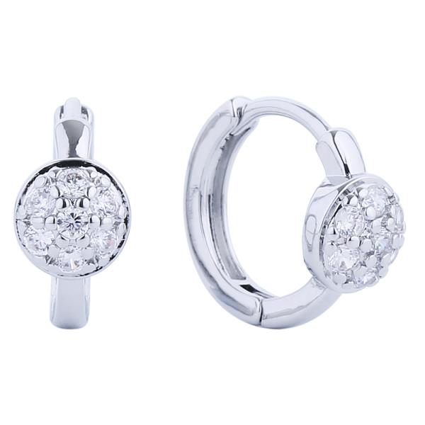 14K GOLD DIPPED HUGGIE HOOP CZ PAVED EARRING