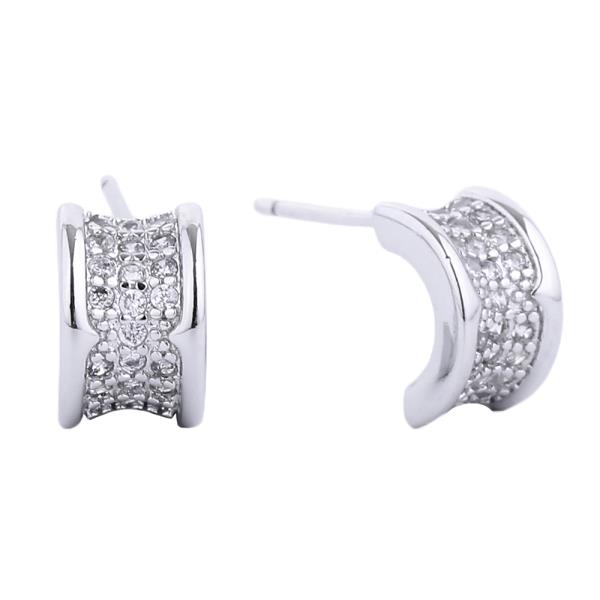 14K GOLD/WHITE GOLD DIPPED POST CZ PAVED EARRING