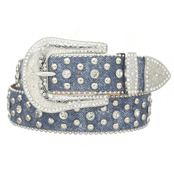 RS EMBELLISHED DENIM PU STRAP RS WESTERN BELT