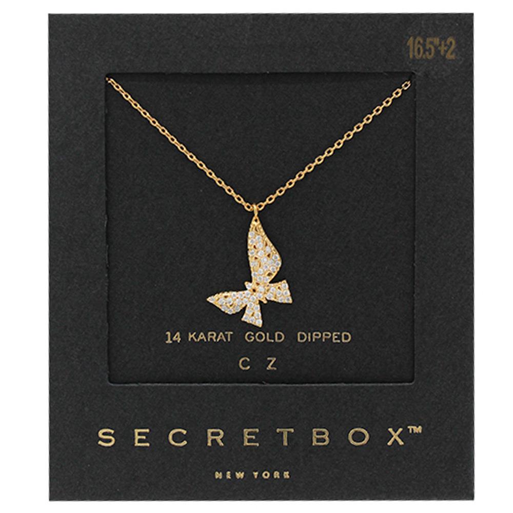 14K GOLD DIPPED PAVED BUTTERFLY NECKLACE