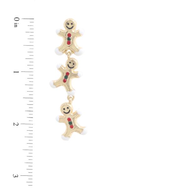 TRIPLE GINGERBREAD MAN DANGLE EARRING