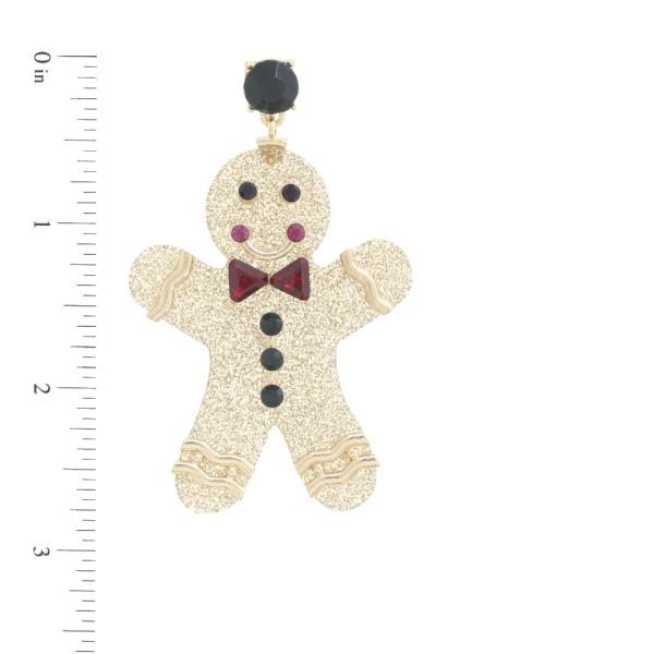 GLITTER GINGERBREAD MAN DANGLE EARRING