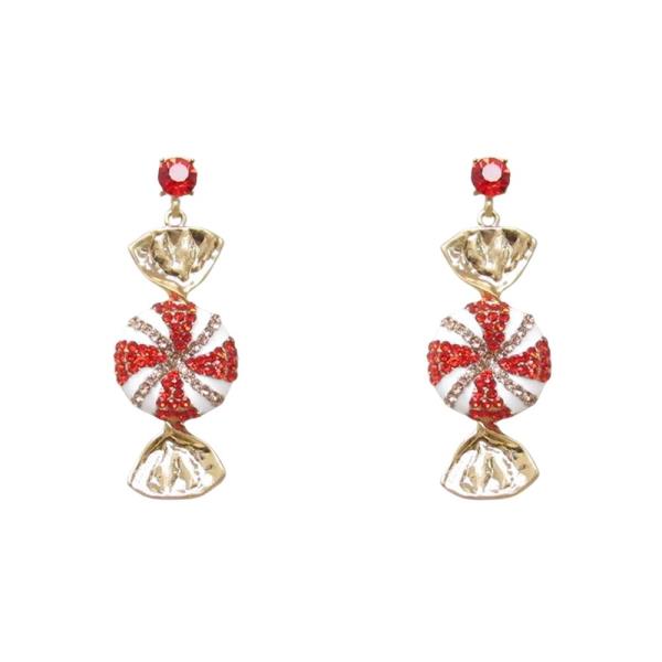 CHRISTMAS CANDY RHINESTONE DANGLE EARRING