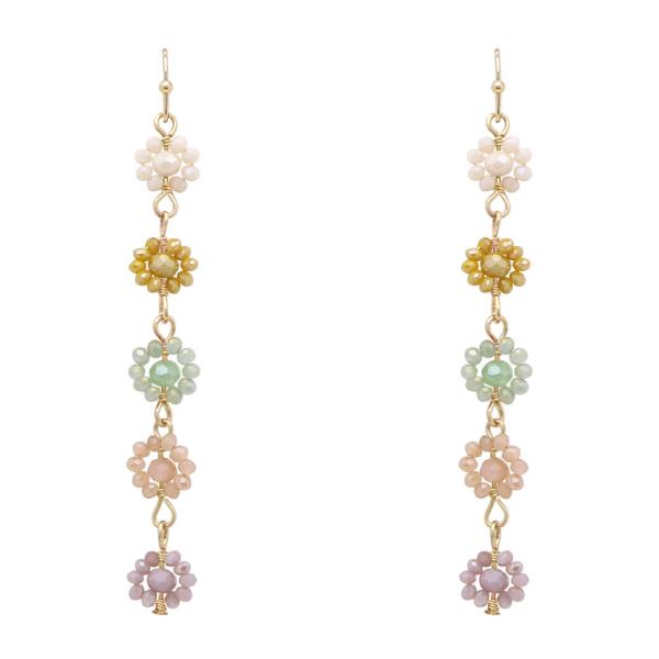 5 DROP GLASS FLOWER EARRING
