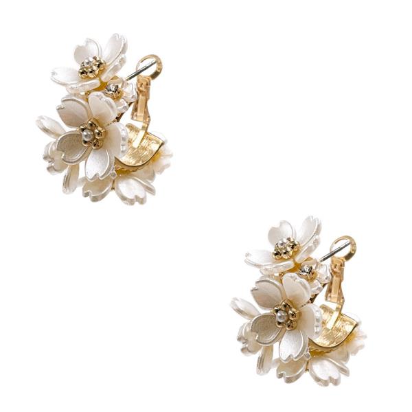 RESIN FLOWER HOOP EARRING