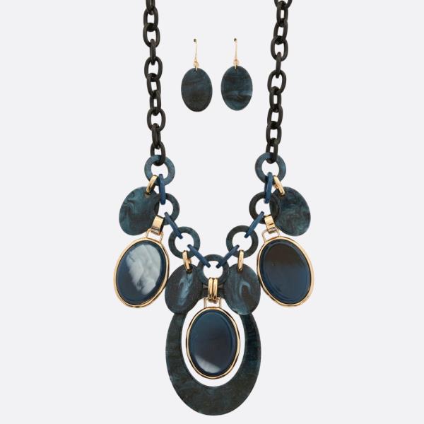 ACETATE OVAL CIRCLE LINK NECKLACE