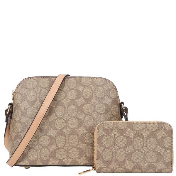 2IN1 OVAL PRINT CROSSBODY BAG WITH WALLET SET