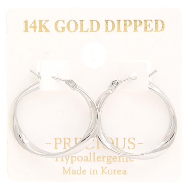 14K GOLD DIPPED TWIST HOOP EARRING