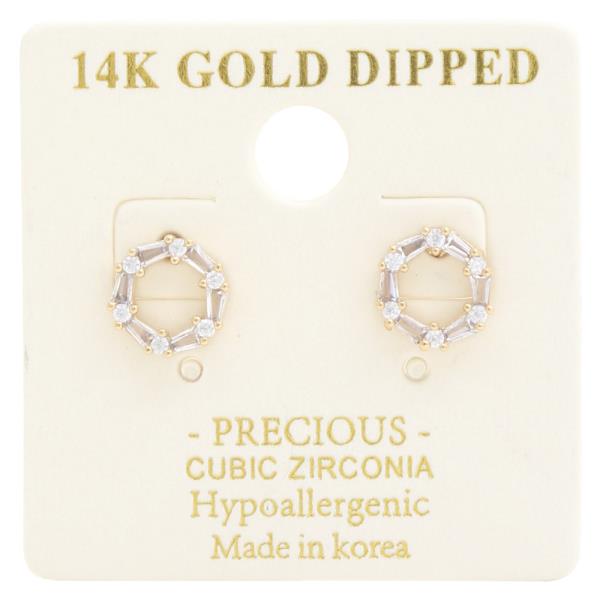 14K GOLD DIPPED CZ METAL HYPOALLERGENIC EARRING