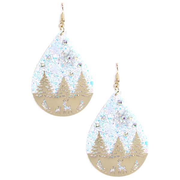 CHRISTMAS TEARDROP GLITTER DANGLE EARRING