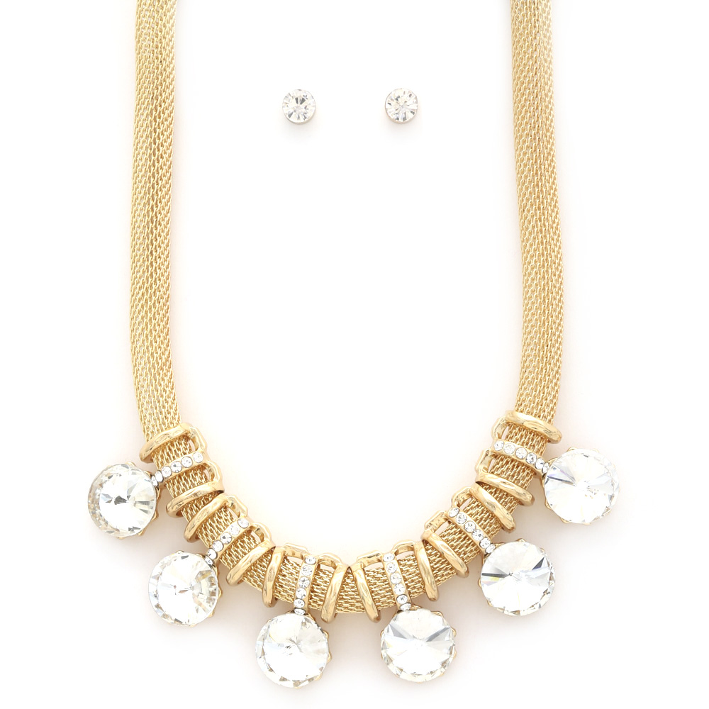 ROUND CRYSTAL METAL NECKLACE