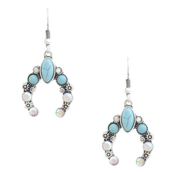 TURQUOISE HORSE SHOE DANGLE EARRING