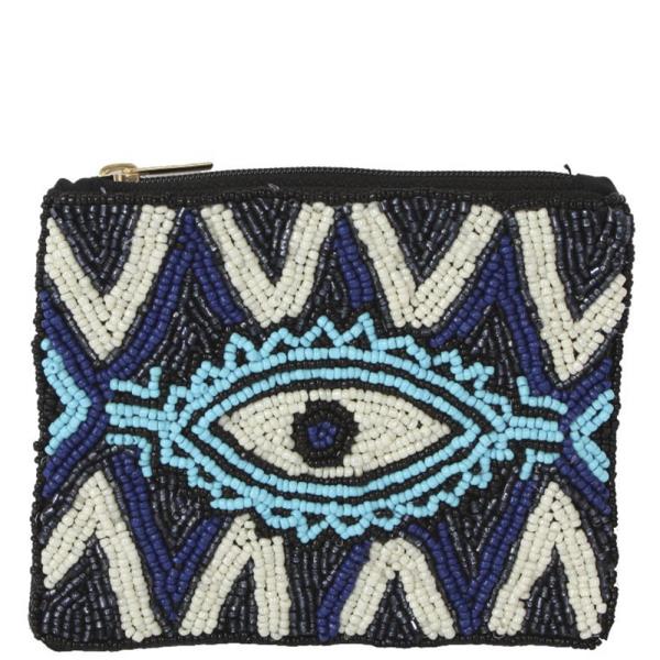 FULLY SEED BEAD EVIL EYE THEME COIN PURSE