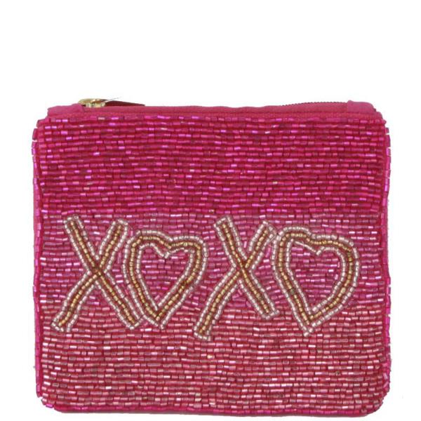 FULLY SEED BEAD XOXO THEME COIN PURSE