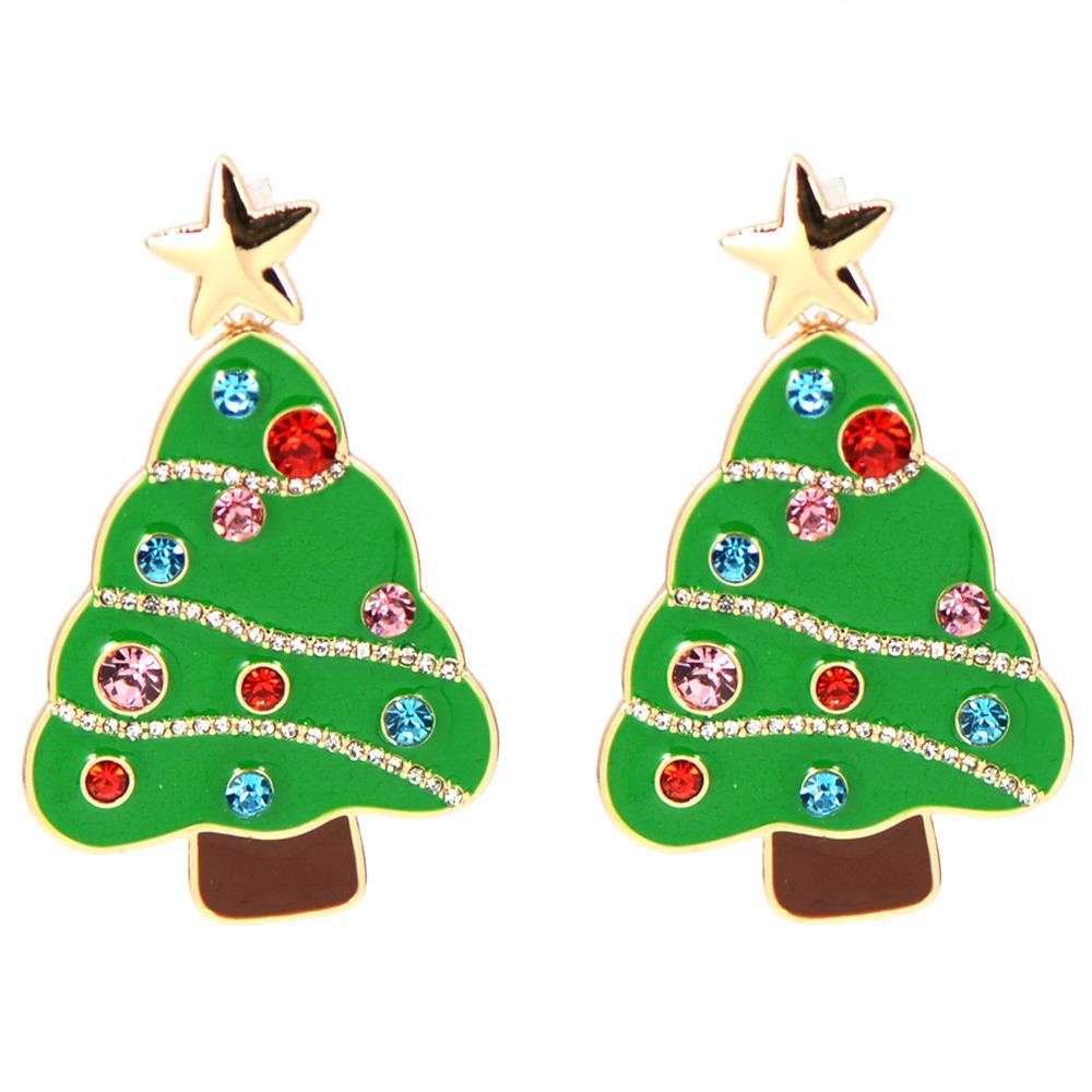 CHRISTMAS TREE CRYSTAL DANGLE EARRING