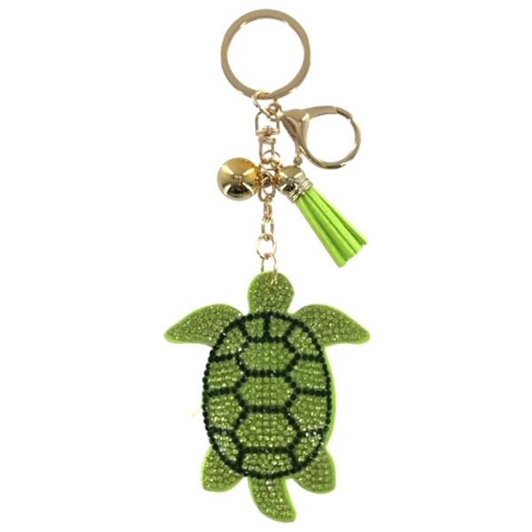 RHINESTONE TURTLE KEYCHAIN WITH TASSEL