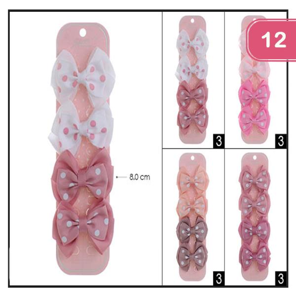 4 PCS DUST TONE WIHT DOT HAIR BOW (12 UNITS)