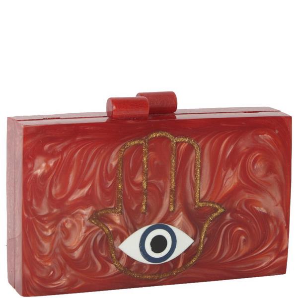 FASHION SQUARE HAMSA THEME MARBLE ACRYLIC CLUTCH HANDBAG