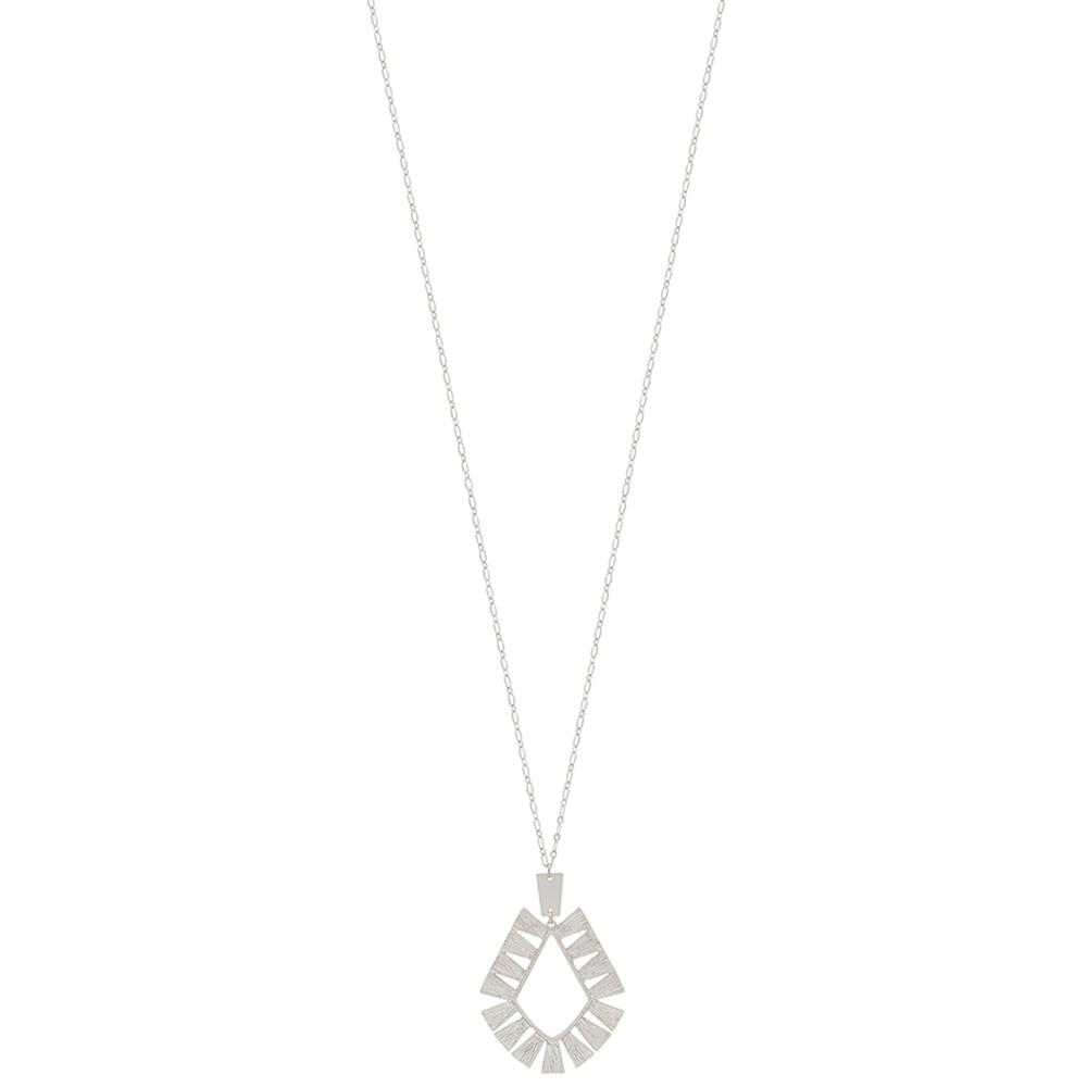 GEOMETRIC METAL TEXTURED PENDANT NECKLACE