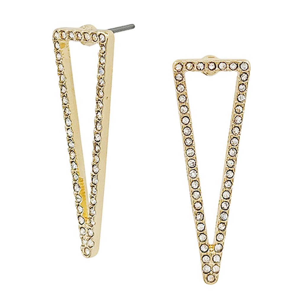 TRIANGLE PAVE METAL POST EARRING
