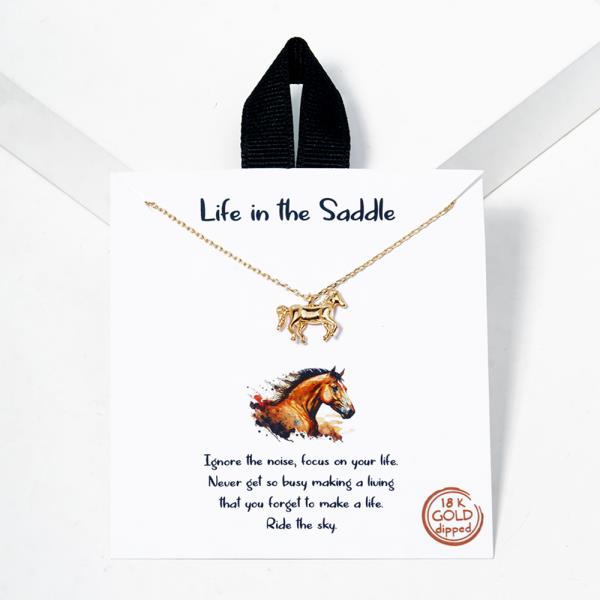 18K GOLD RHODIUM DIPPED LIFE IN THE SADDLE NECKLACE