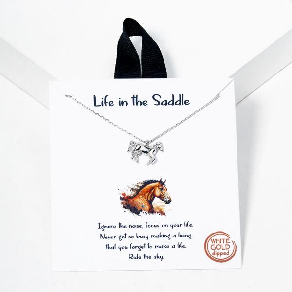 18K GOLD RHODIUM DIPPED LIFE IN THE SADDLE NECKLACE