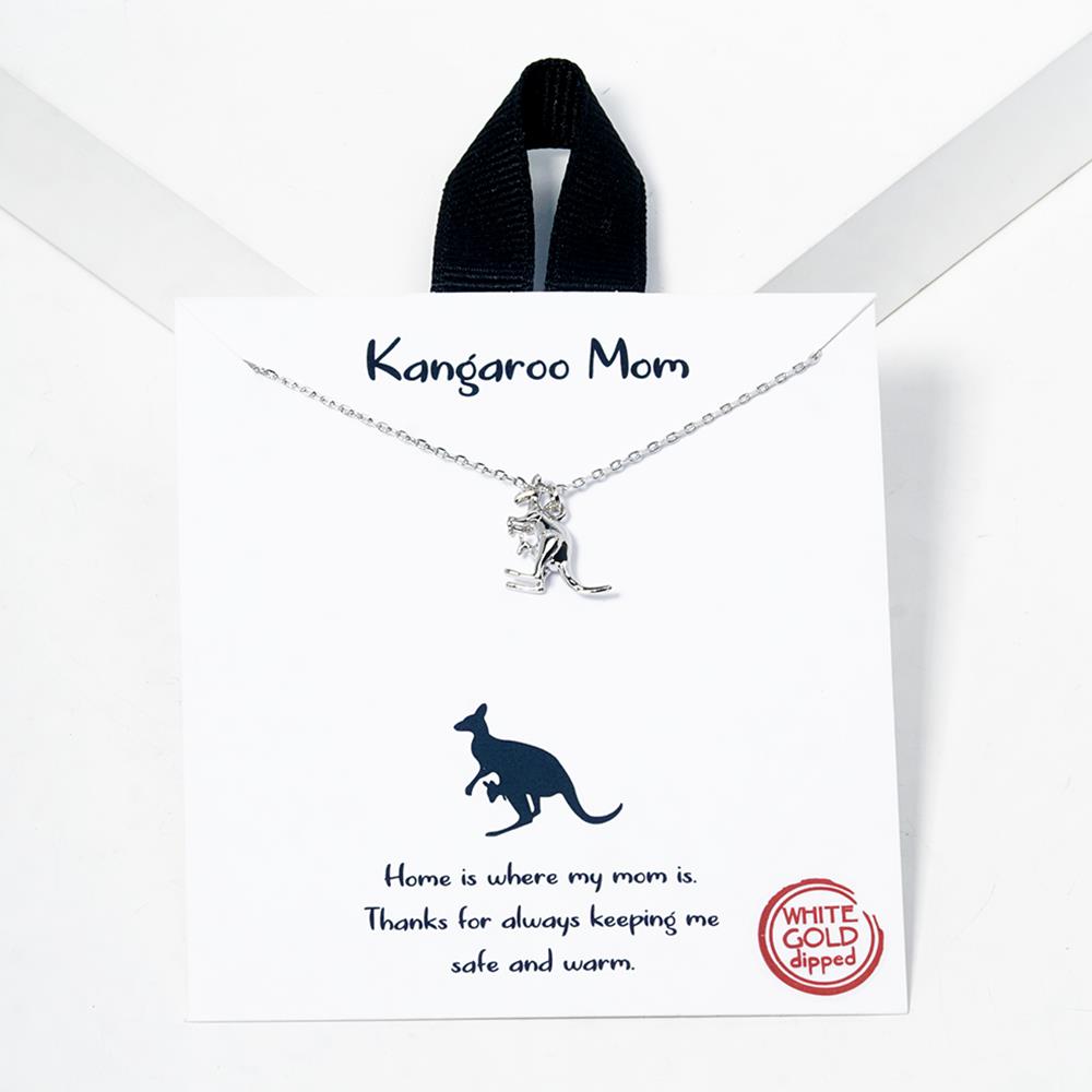 18K GOLD RHODIUM DIPPED KANGAROO MOM NECKLACE