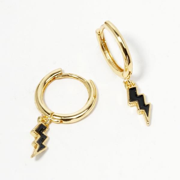 GOLD DIPPED LIGHTNING BOLT HUGGIE EARRING