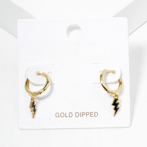 GOLD DIPPED LIGHTNING BOLT HUGGIE EARRING