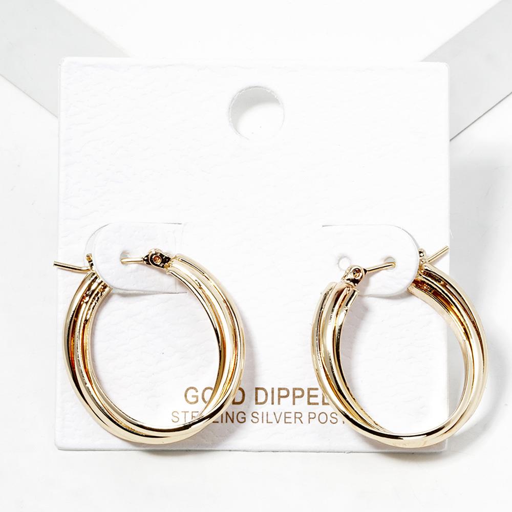 GOLD DIPPED DOUBLE HOOP EARRING