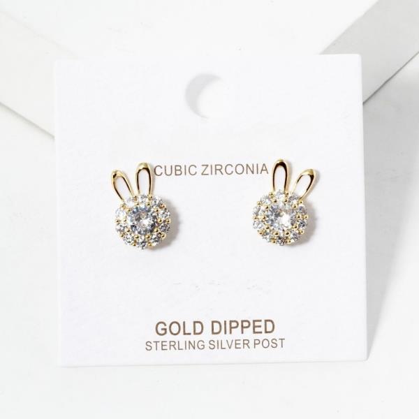 CZ GOLD DIPPED BUNNY POST EARRING