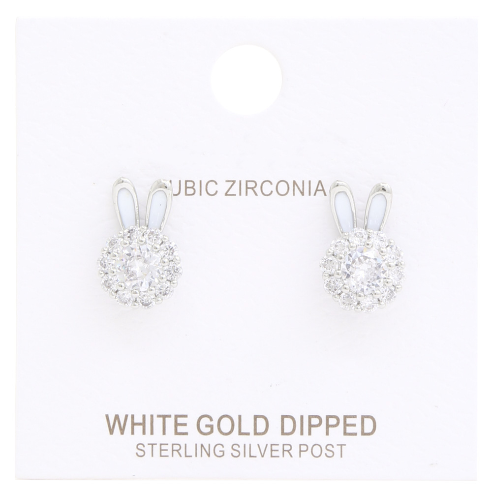 CZ GOLD DIPPED BUNNY POST EARRING